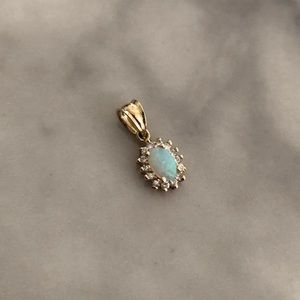 14KT Gold Diamond and Opal Pendant